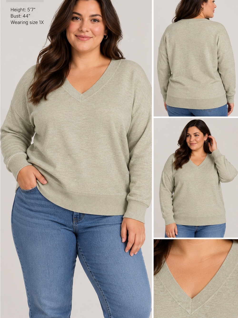 a new day V-Neck Pullover Sweater in Sage Green